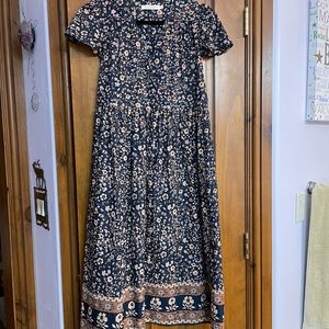 The Dawn Dress Petites | Navy Anemone Vine | P-sx